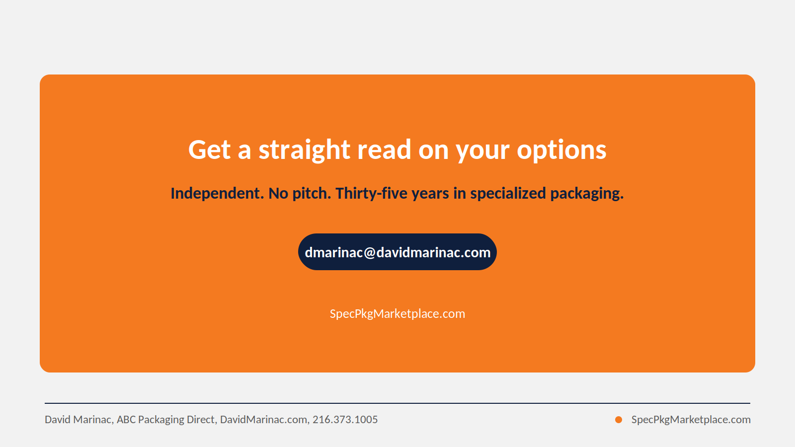 Call-to-action card inviting the reader to get a straight, independent read on their bag-in-box supplier options.