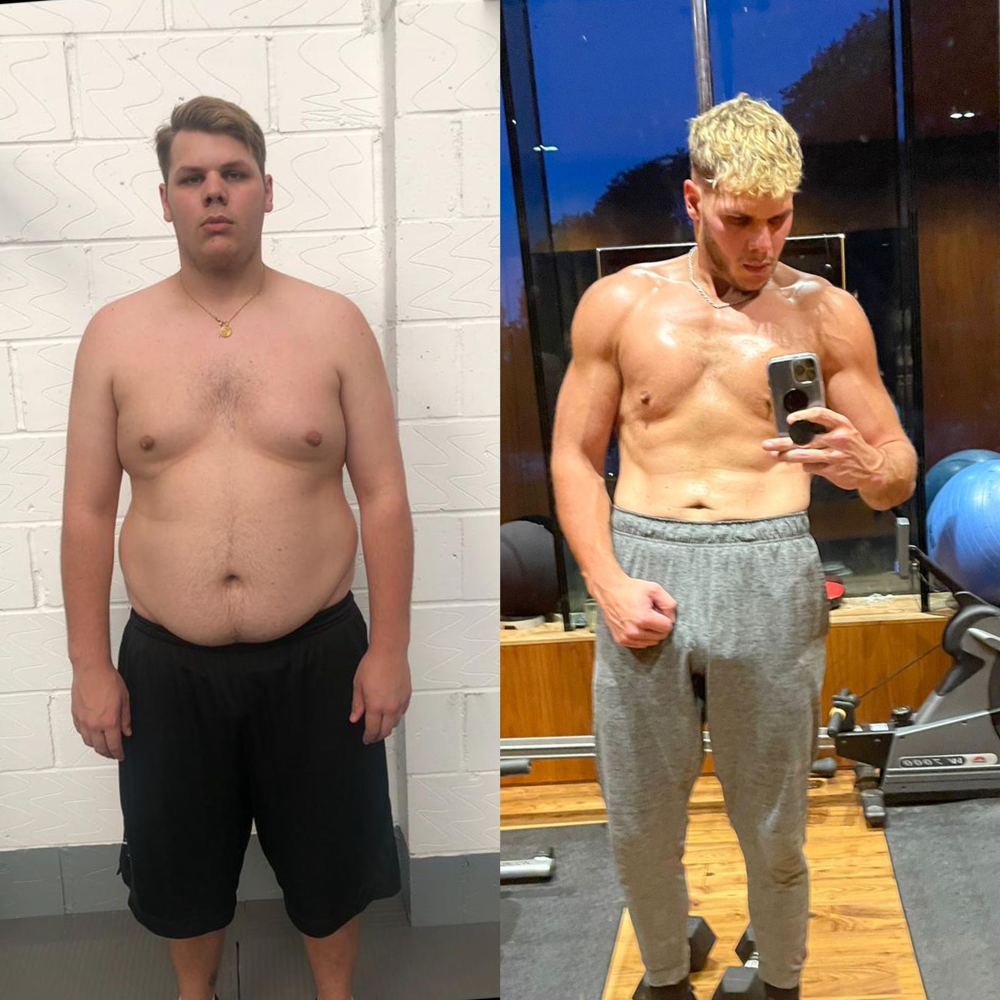 Side-by-side before and after photos of a successful male client.  