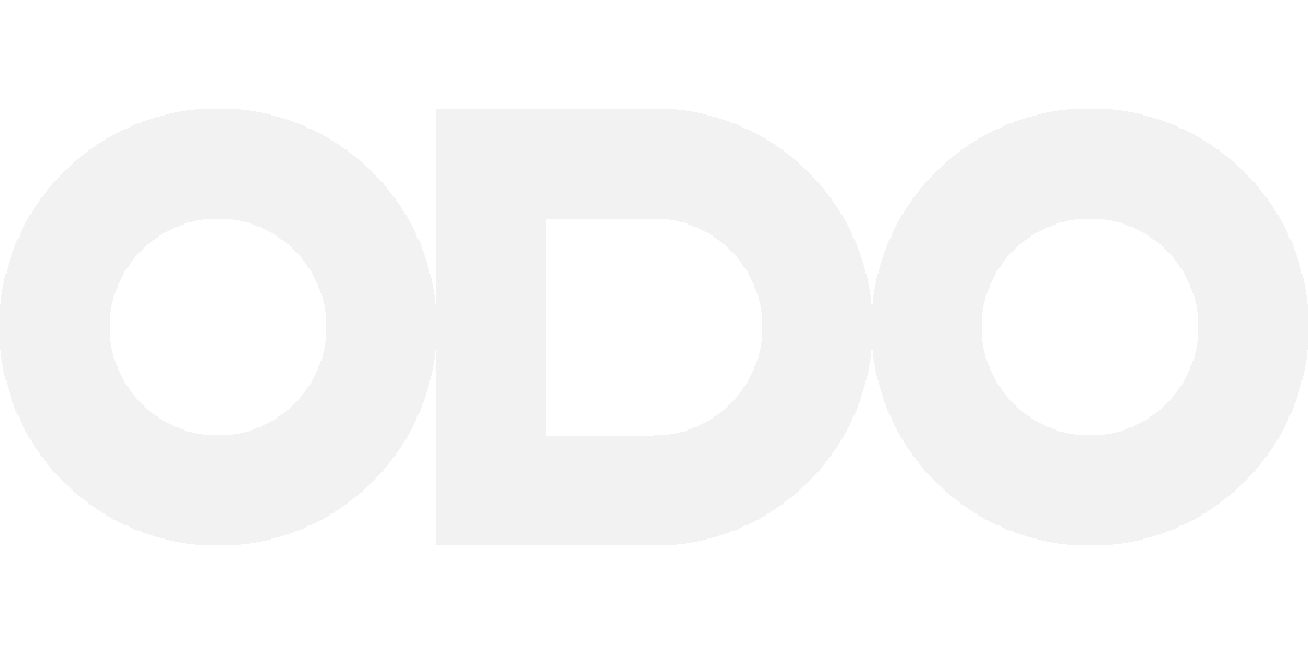 The ODO logo animating in smooth white-smoke tones, bringing the brand to life.