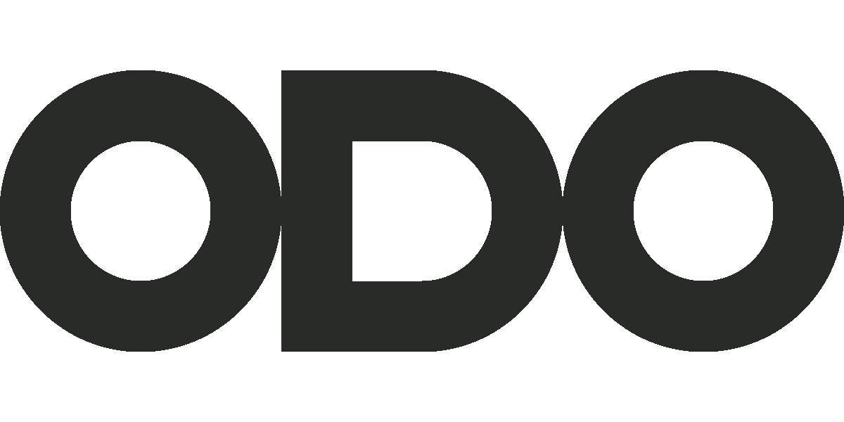 The ODO logo animating in deep jet black, showcasing the brand’s bold, minimal character.
