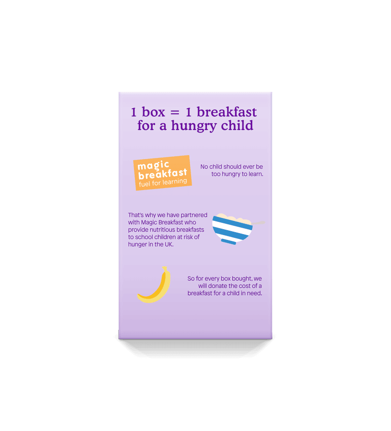 Magic Breakfast charity box promoting meals for hungry children in the UK.