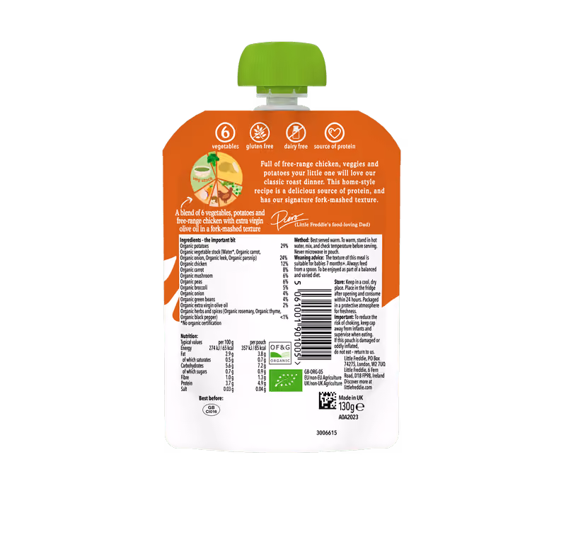 Roast Dinner with Vegetables & Chicken organic baby food pouch