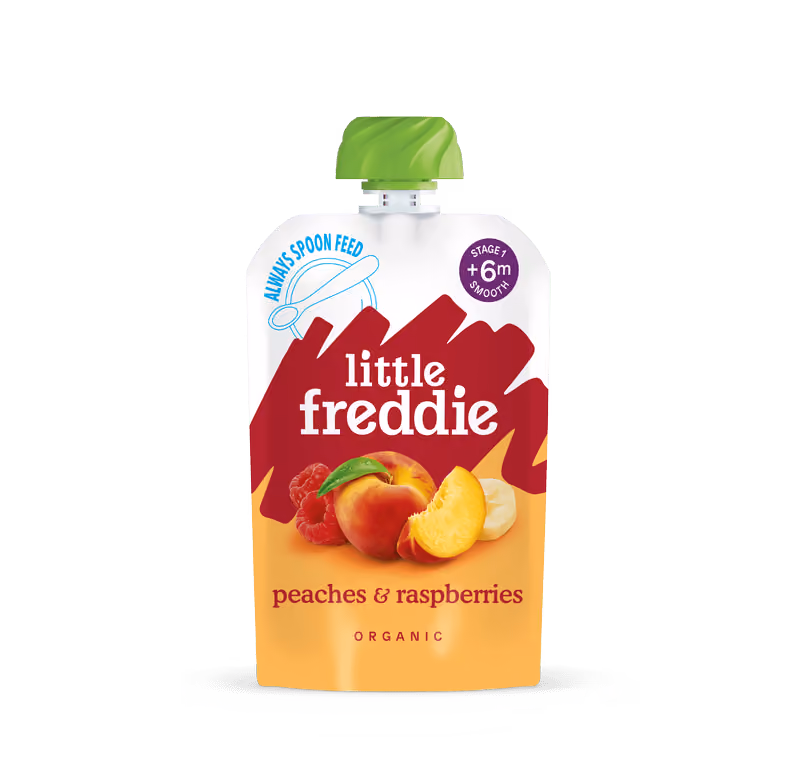 Peaches & Raspberries Little Freddie organic baby food pouch