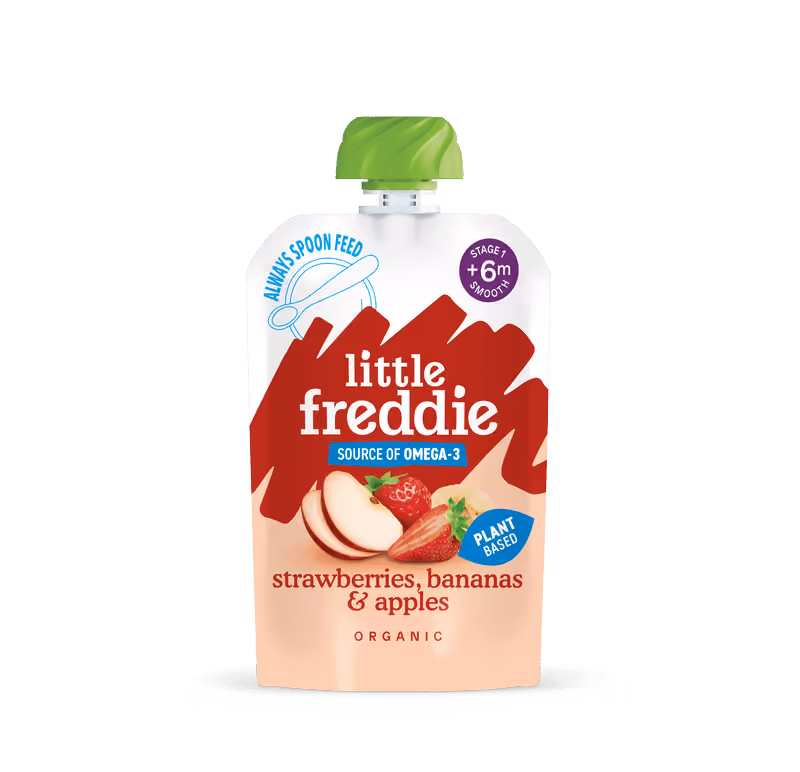 Organic Omega-3 Strawberries, Bananas & Apples baby food pouch