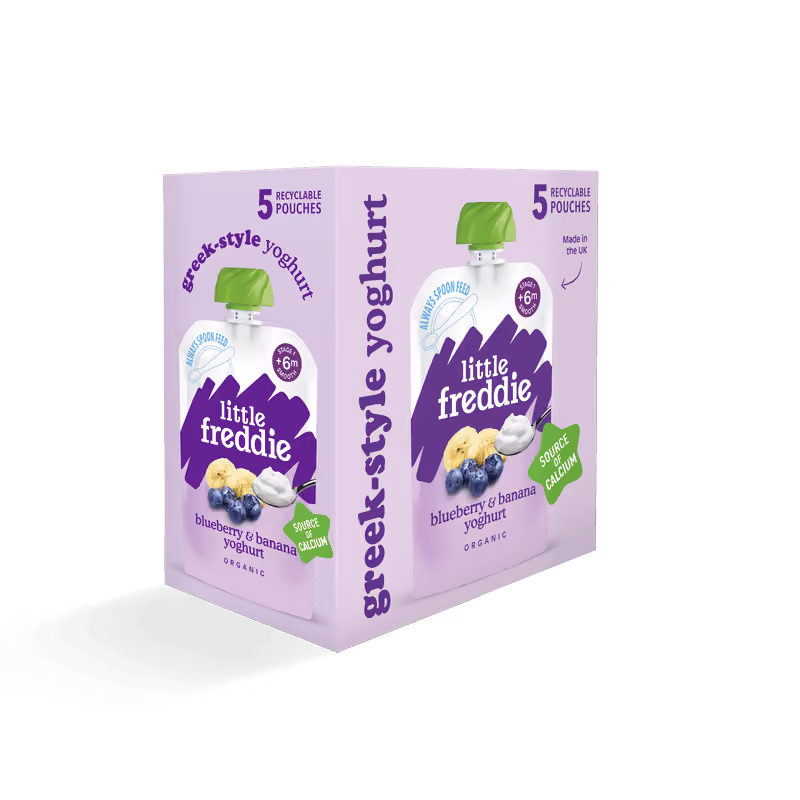 Front and side of Blueberry & Banana Yoghurt Multipack box