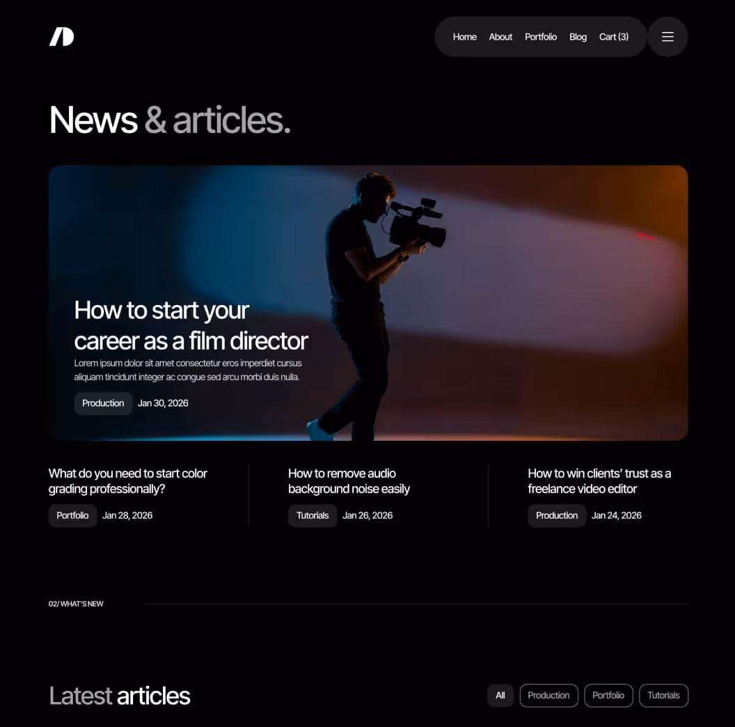 Cinemaflow - Blog V1 Page - Ultimate Video Agency Webflow Template