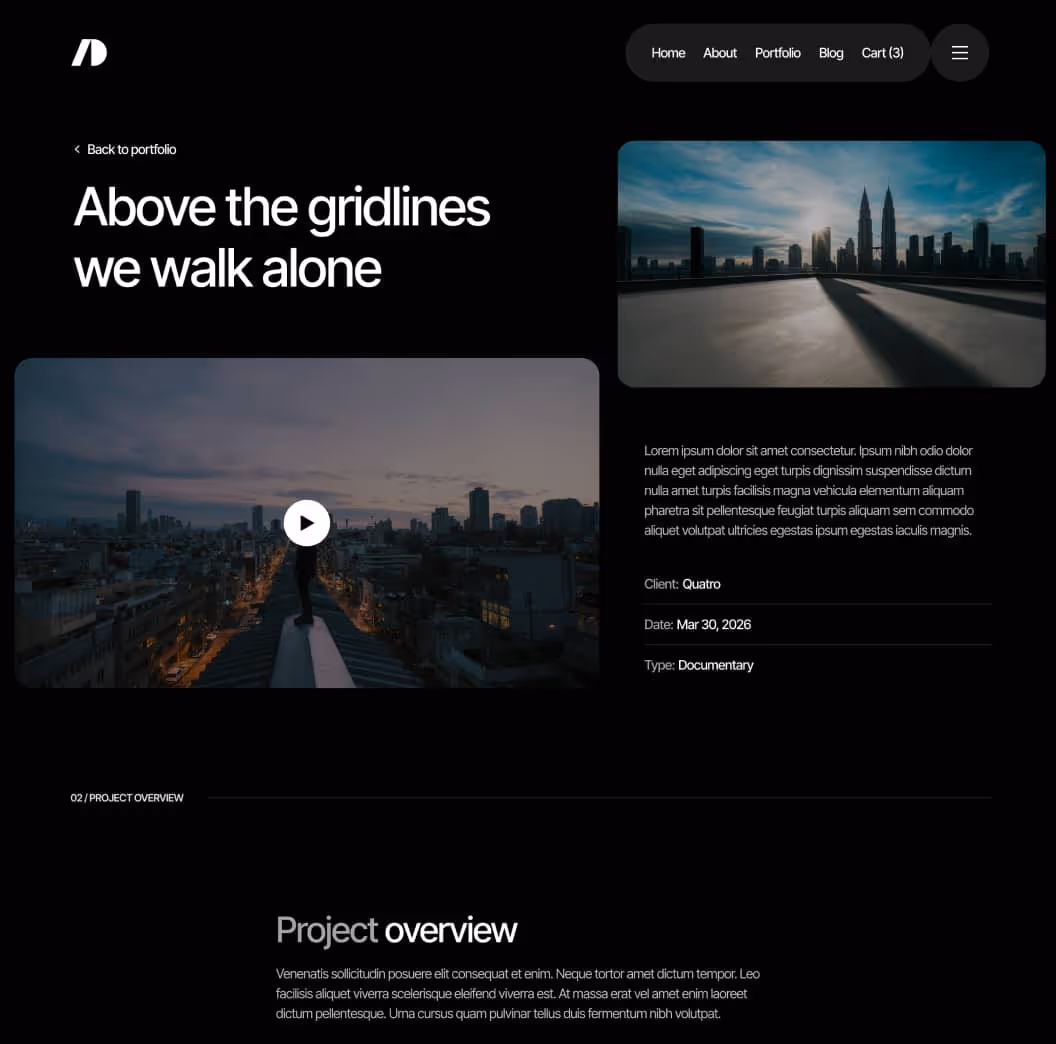 Cinemaflow - Portfolio Single Page - Ultimate Video Agency Webflow Template