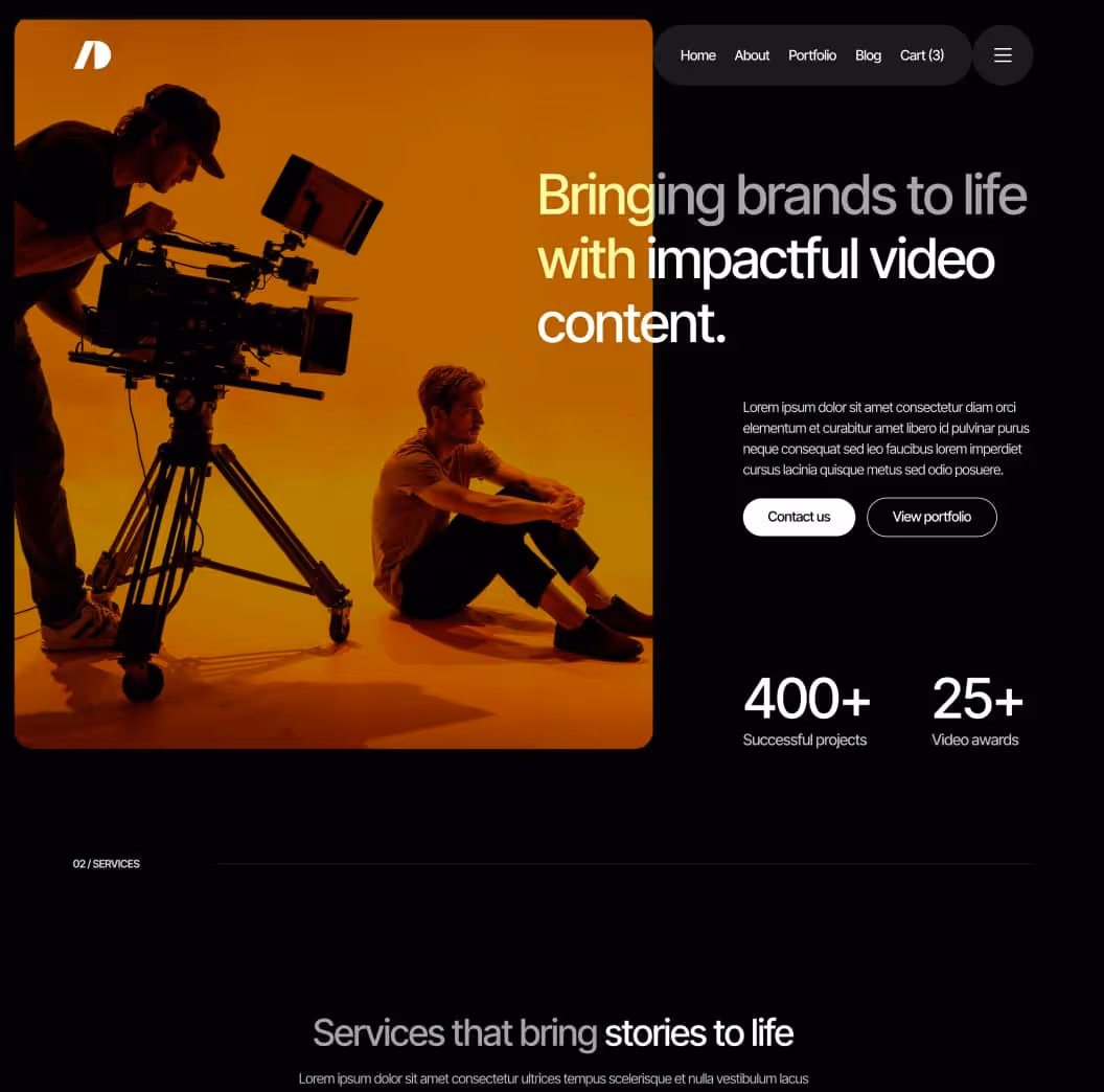Cinemaflow - Home V3 Page - Ultimate Video Agency Webflow Template