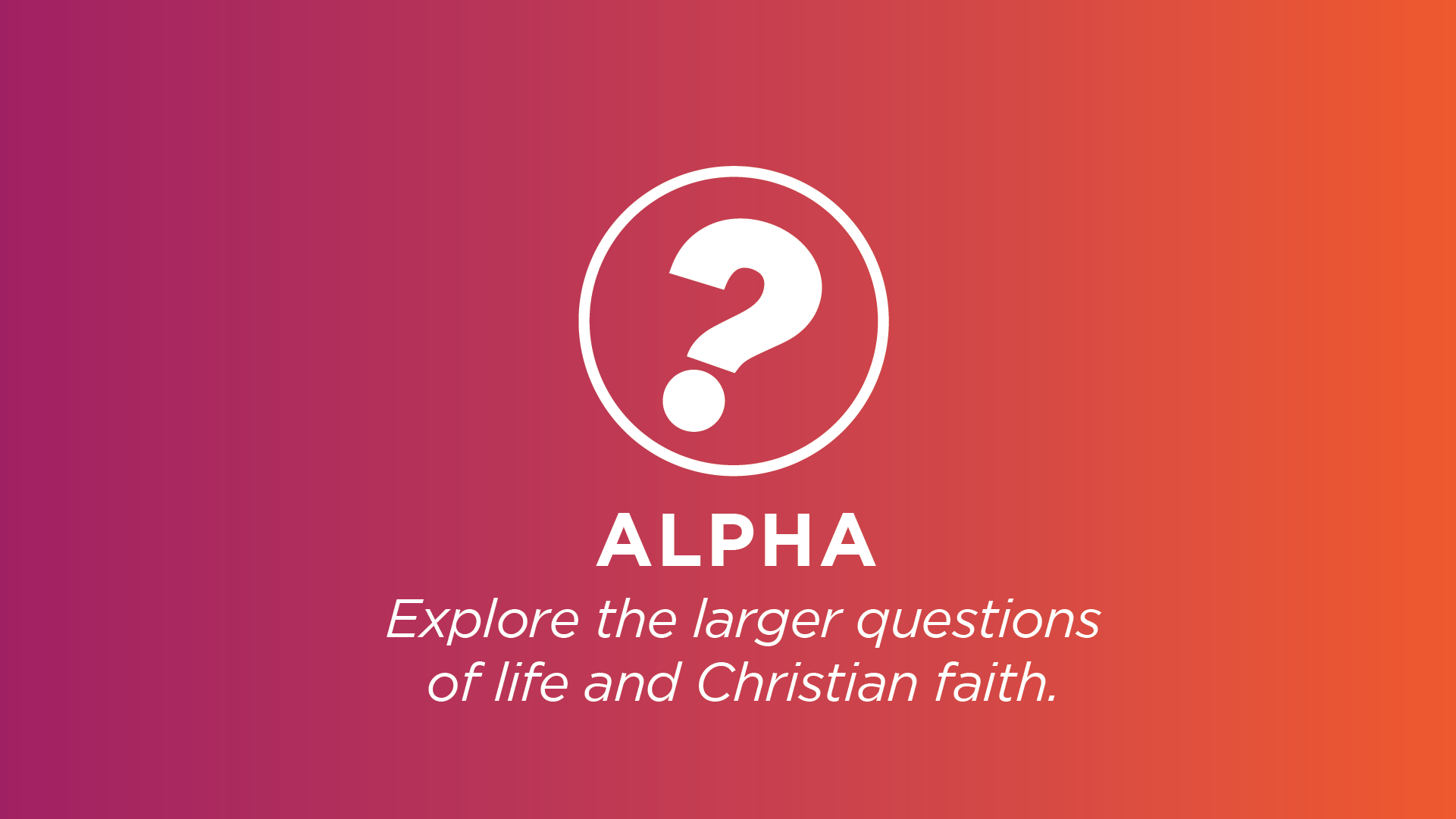 A pink and orange gradient of the Alpha event graphic.
