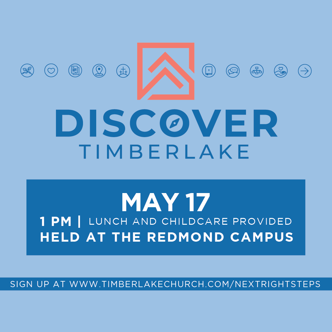 Light-blue graphic with dark blue details that says 'Discover Timberlake' in a large font.