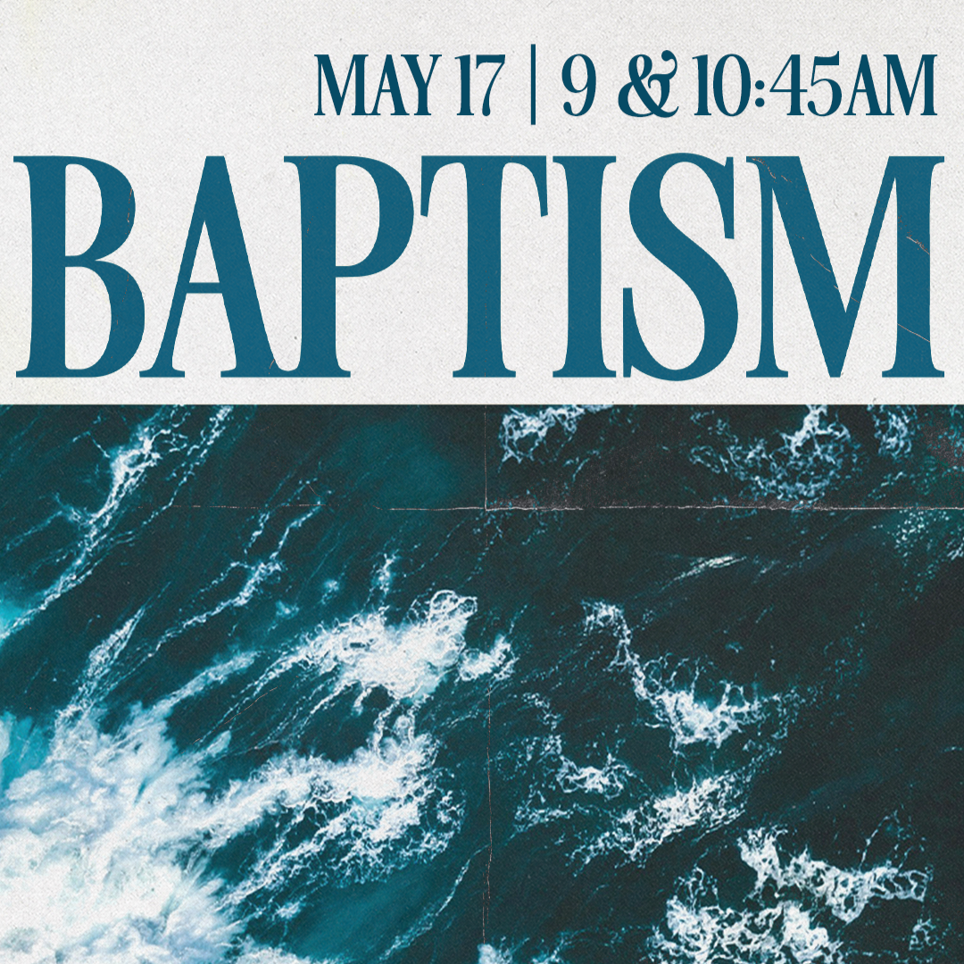 Blue-green waves baptism graphic with a white background.