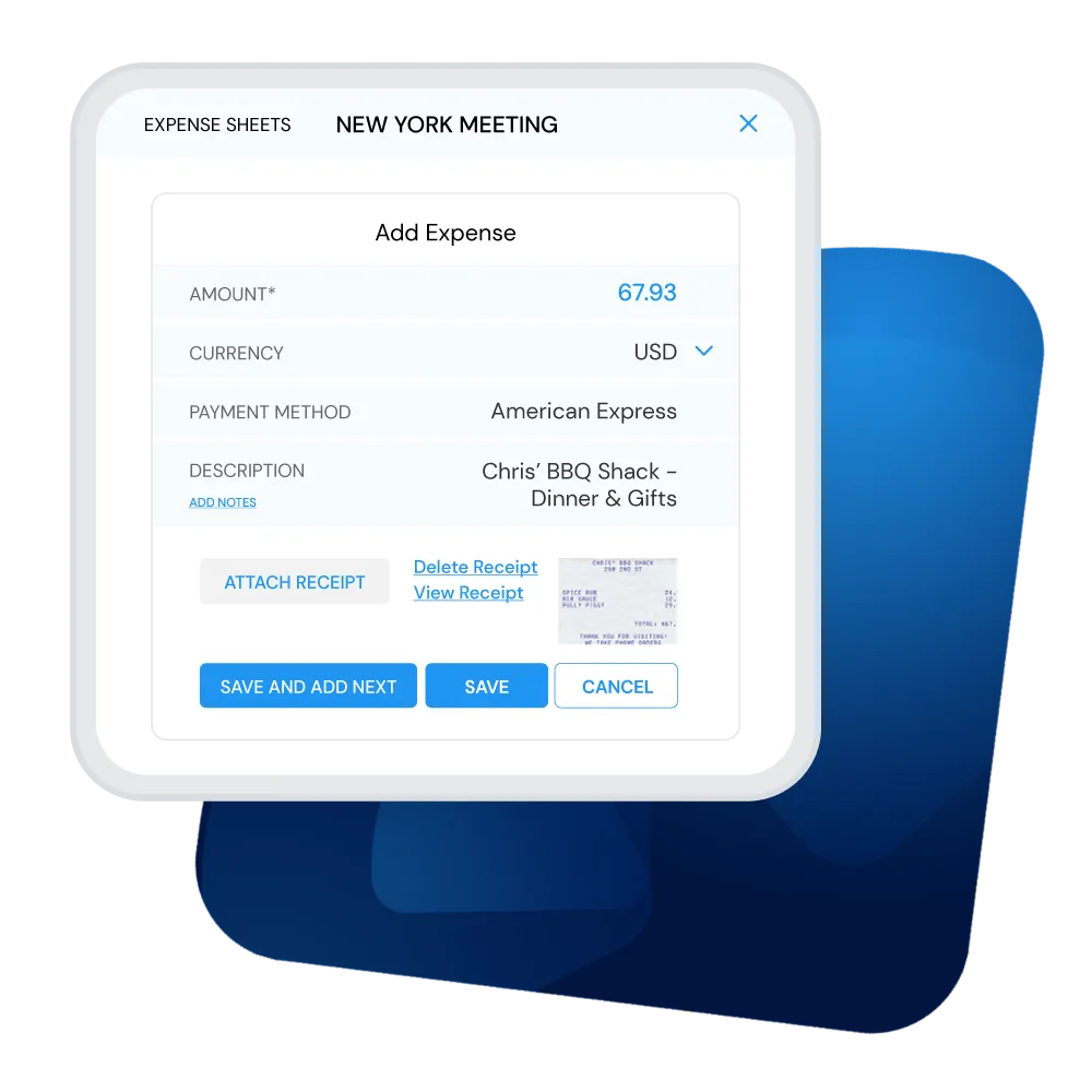 Expense Report - add expenses