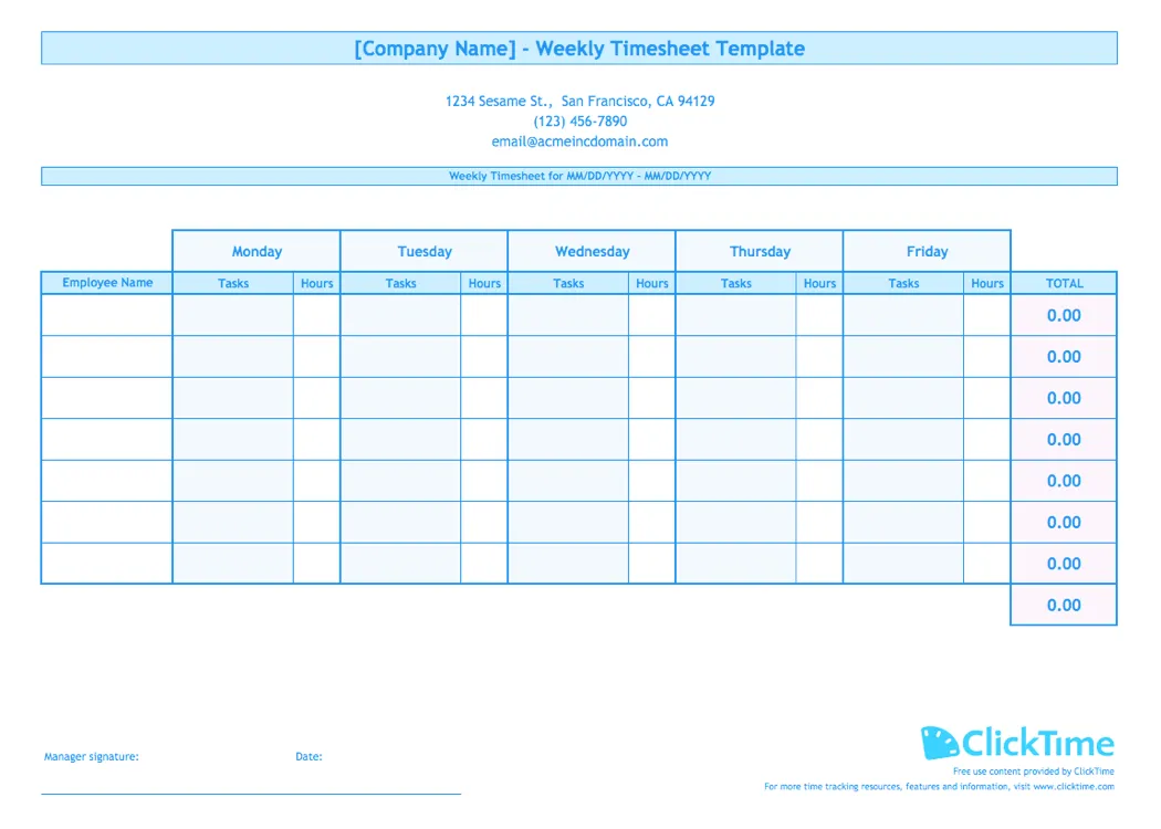 Weekly Timesheet Template for Multiple Employees - timesheet template multiple full