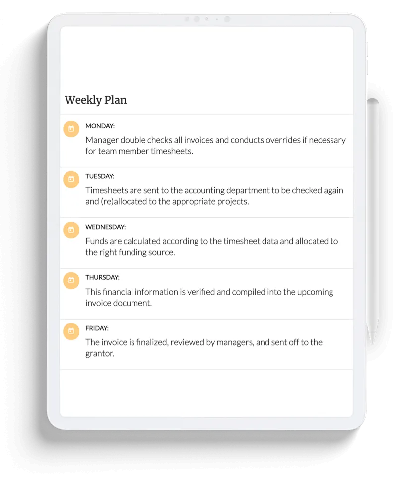 Leveraging Federal Grants - invoicing calendar