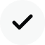 Black checkmark inside a light gray circular background.