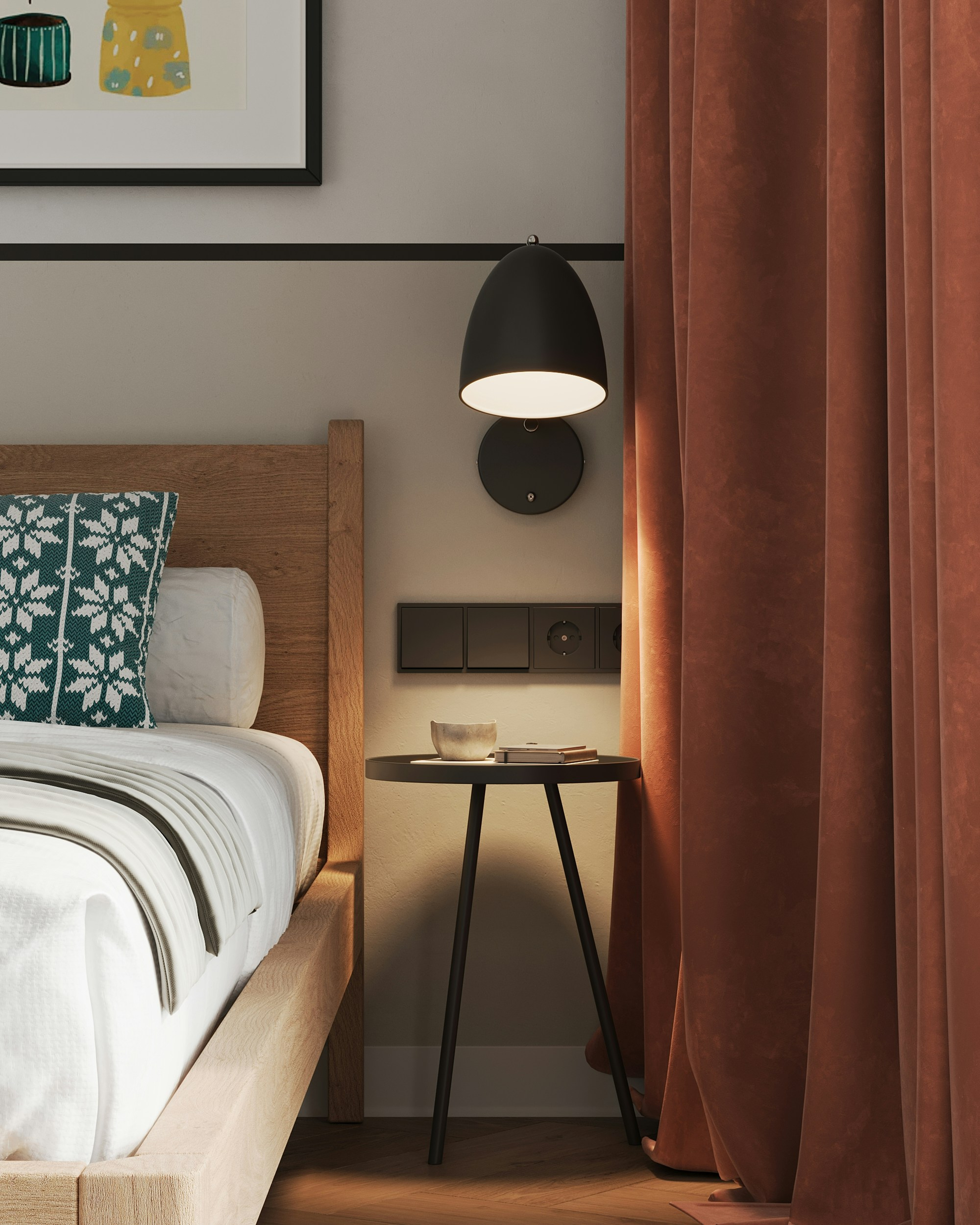 Bedside with a sconce
