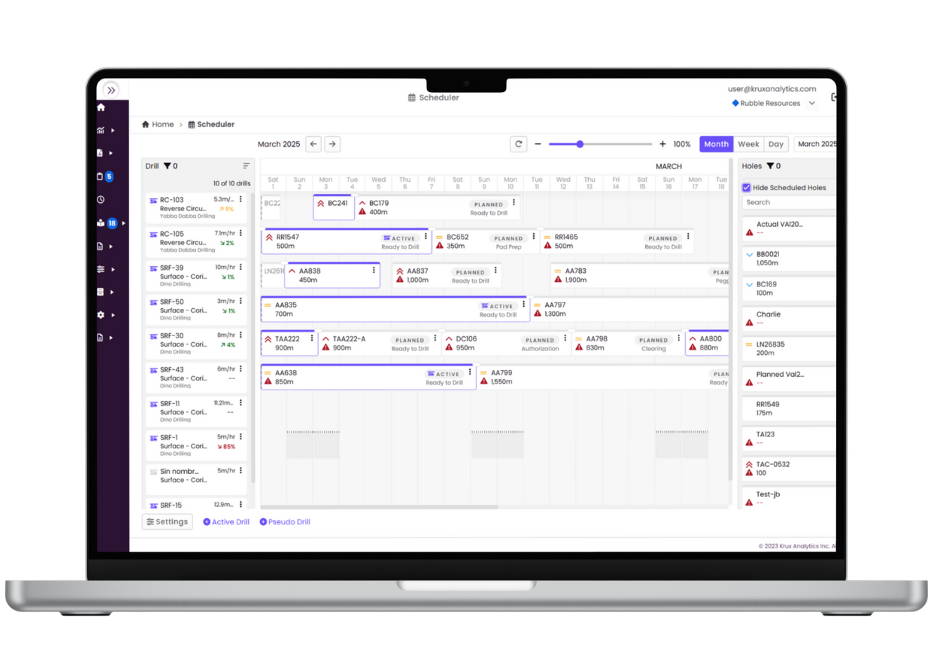 KruxLog features Advanced Core Recovery on tablet