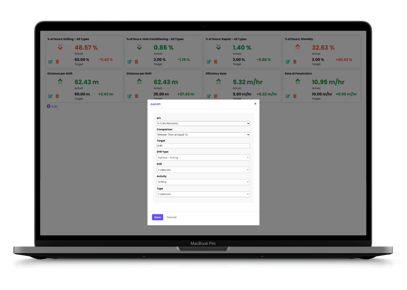 KruxLog features Advanced Core Recovery on tablet