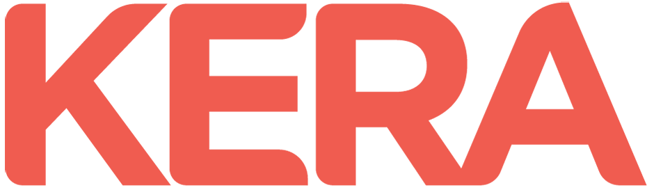 Logo for Dallas broadcaster KERA with the call letters in orange.