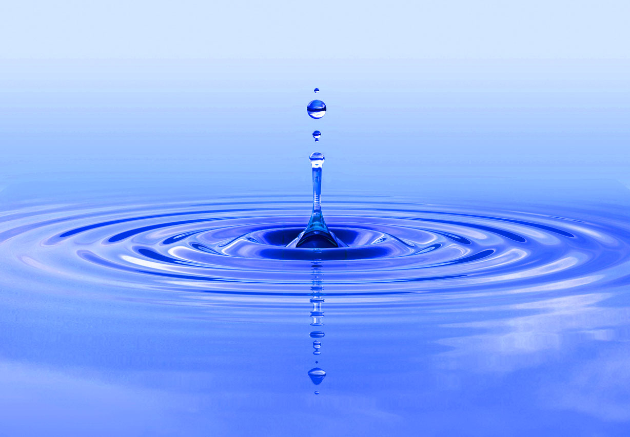 A drop of water causes a ripple effect.