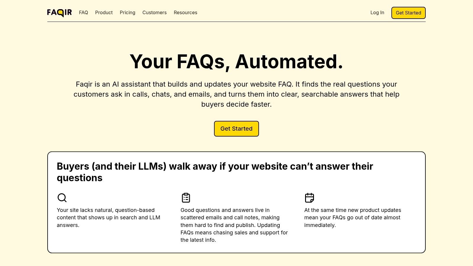 Faqir's AI-powered FAQ automation dashboard showing real-time updates and analytics