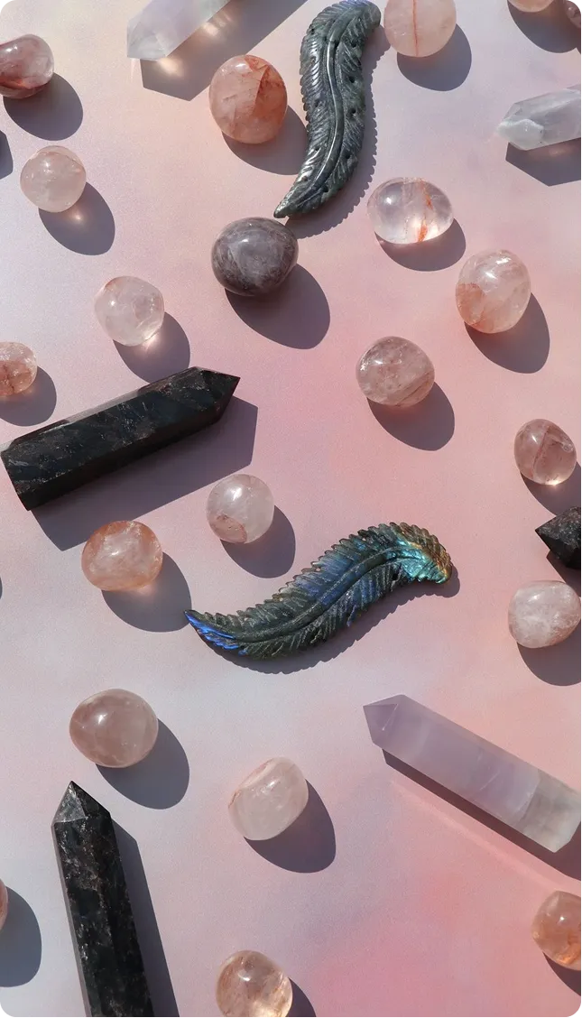 Crystals on a pink background