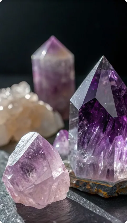 Purple amethyst crystals