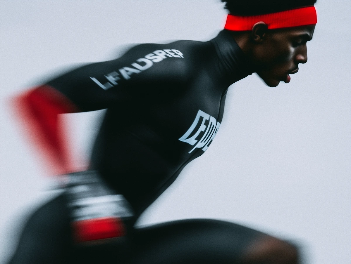 Athlete running in dynamic motion