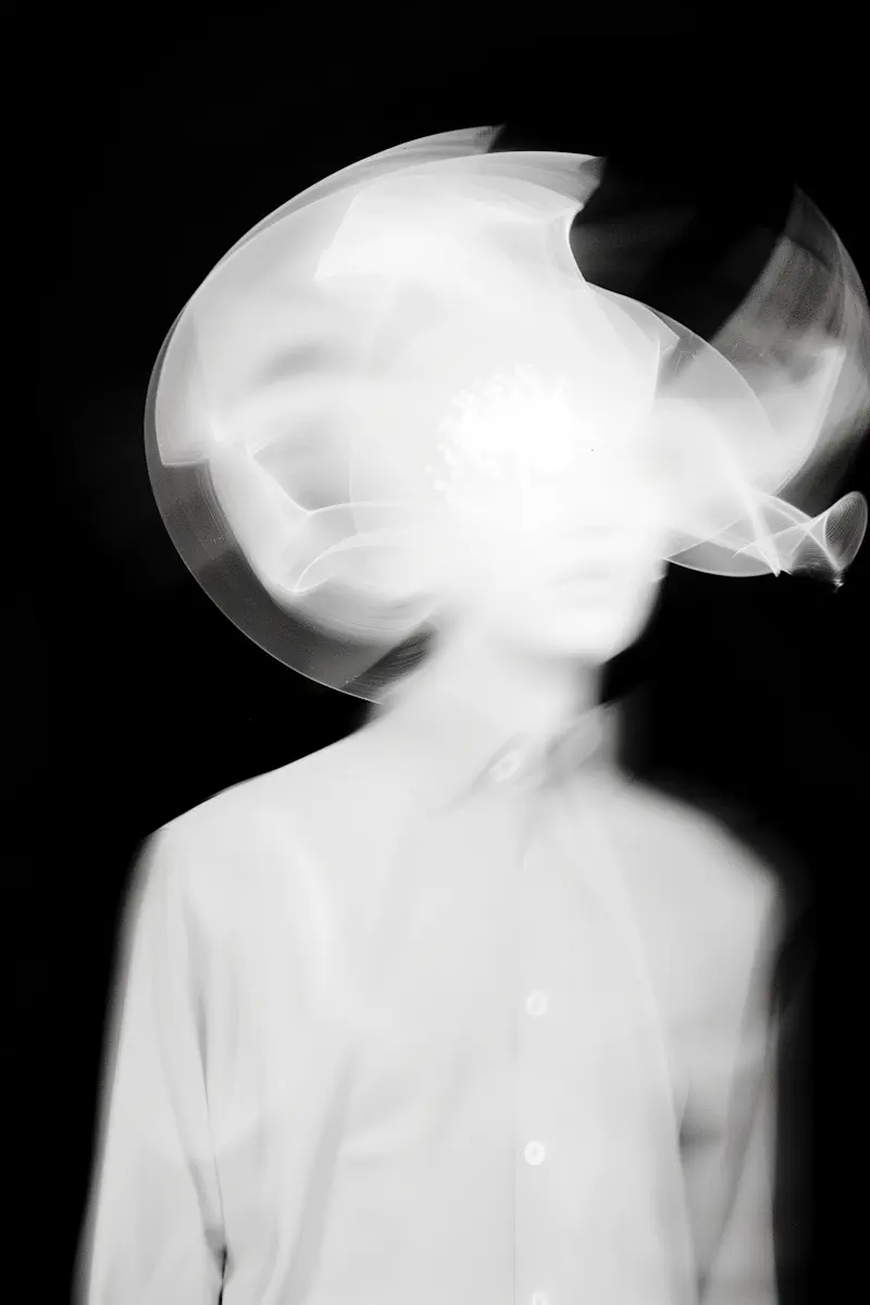 Surreal portrait featuring dramatic light effects