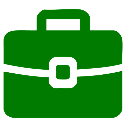 Green briefcase icon with a handle and central buckle.