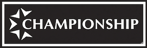 Championship Award Insurance text with a star emblem on a black rectangular background.