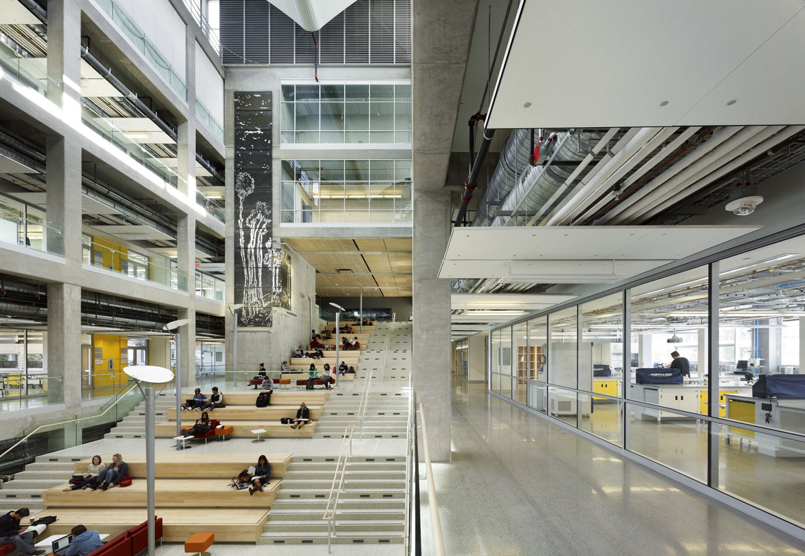 Sealed concrete floors in a multi-level atrium
