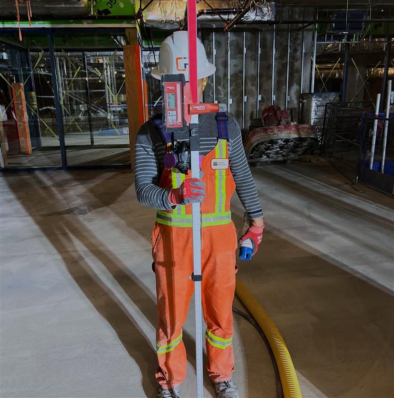 Checking floor flatness with a laser level