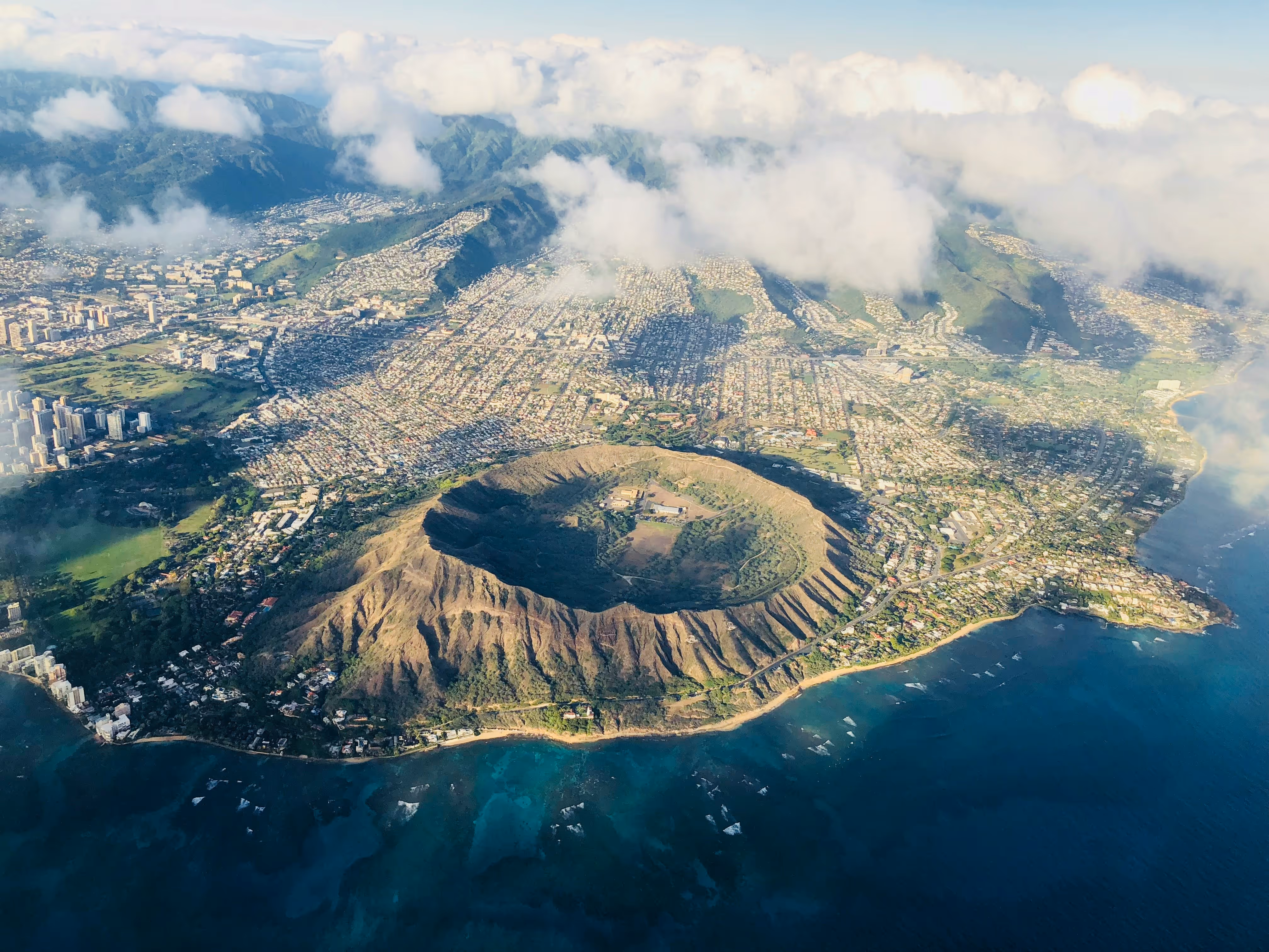 Diamond Head crater aerial view from Magnum Helicopters tour