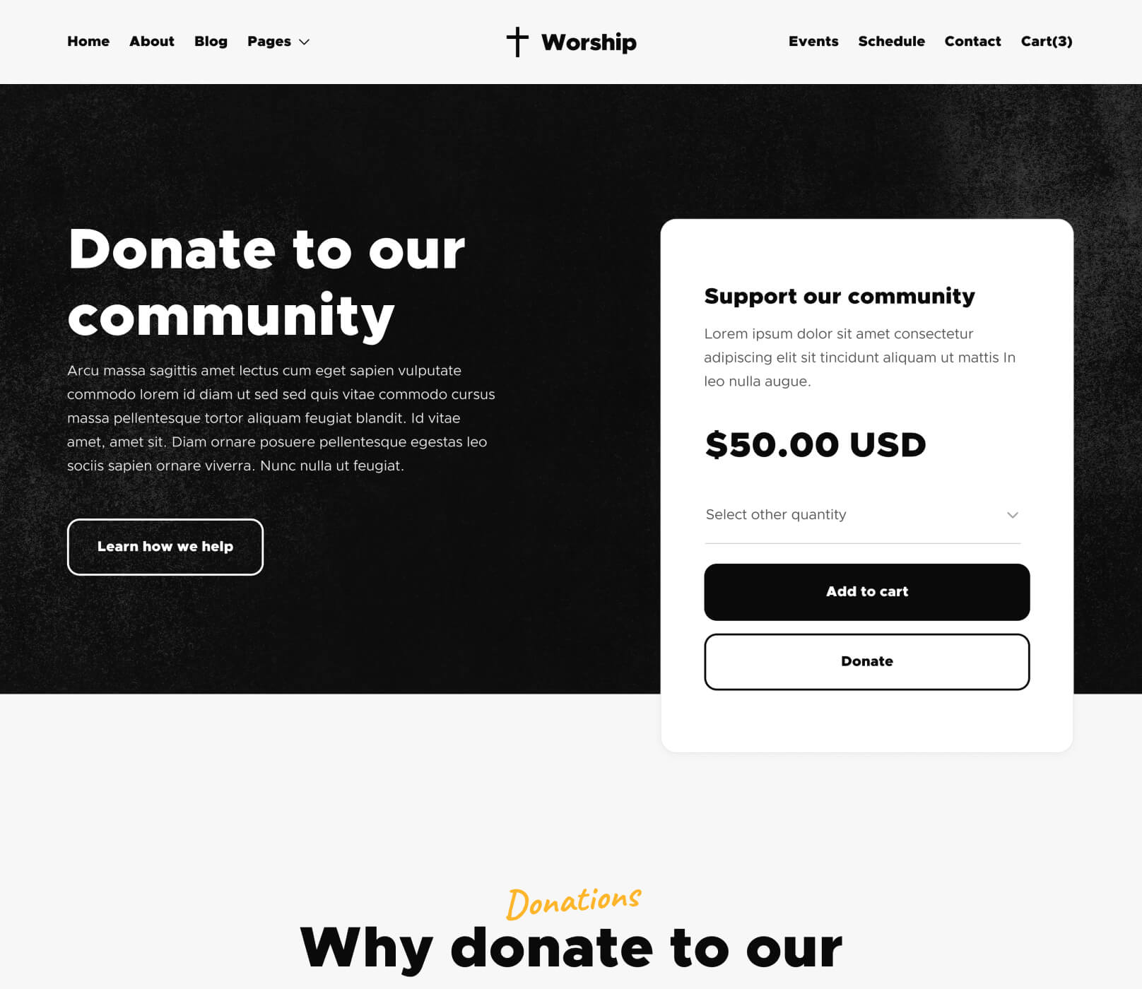 Worship X - Donate Single Page - Church Webflow Template