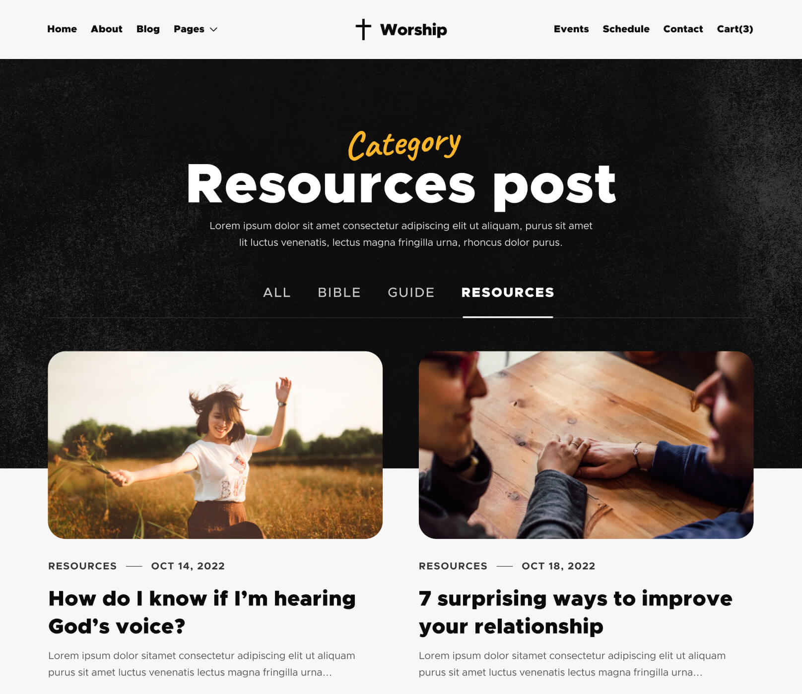 Worship X - Blog Category Page - Church Webflow Template