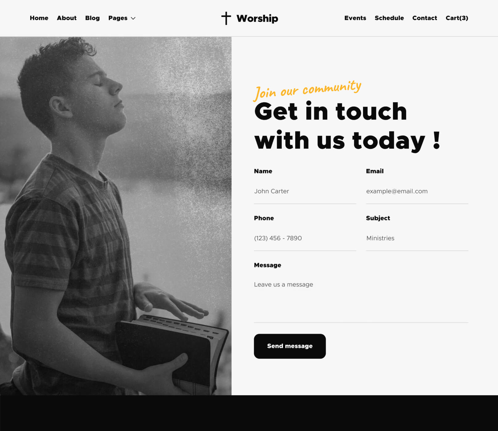 Worship X - Contact V2 Page - Church Webflow Template