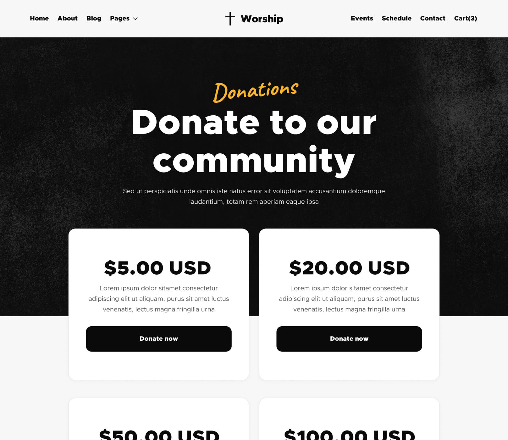 Worship X - Donate Page - Church Webflow Template