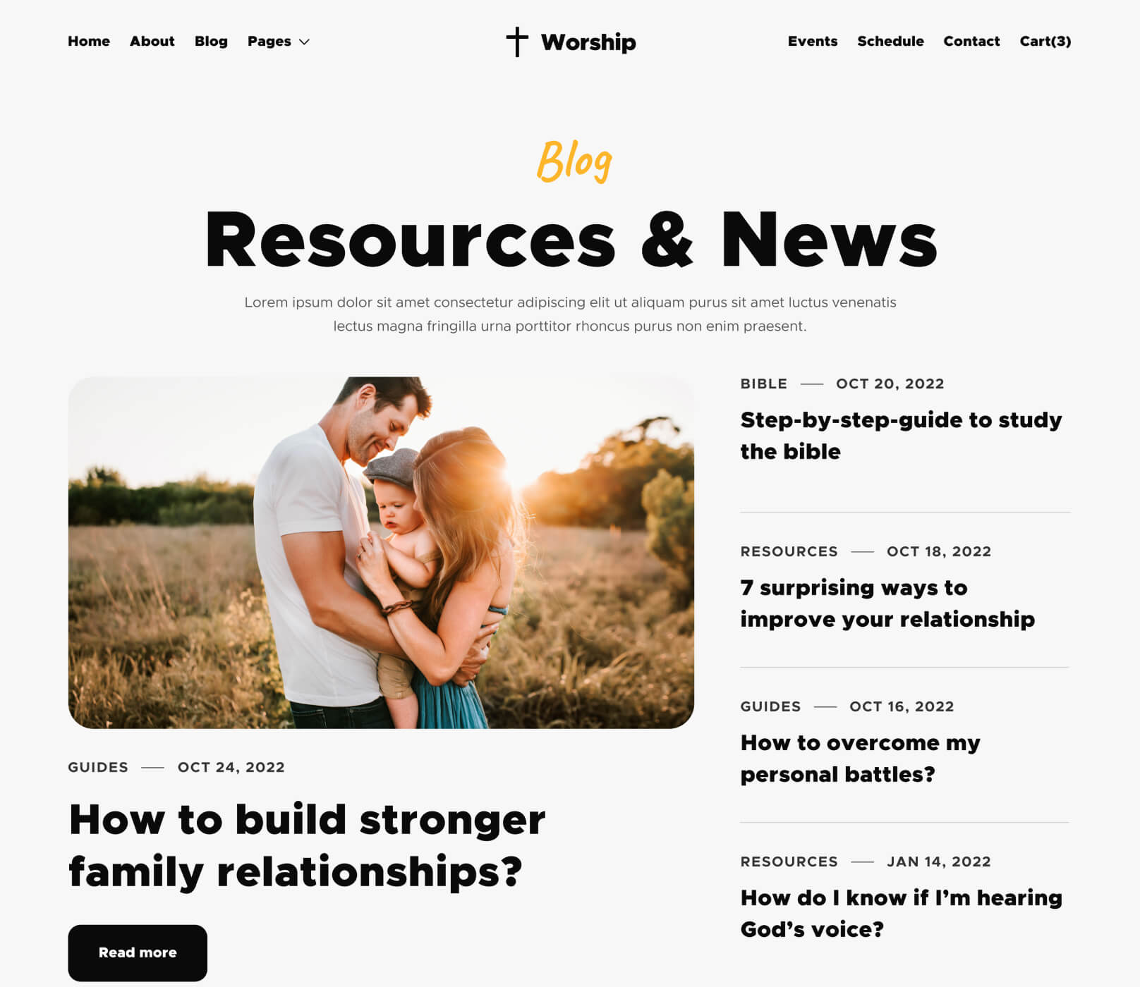 Worship X - Blog V1 Page - Church Webflow Template