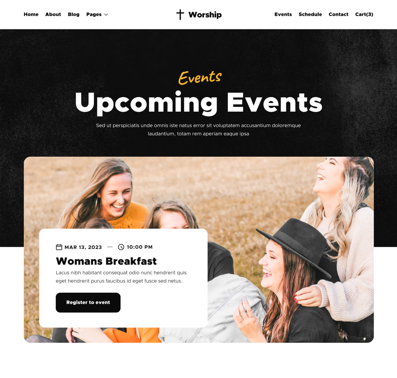 Worship X - Events Page - Church Webflow Template