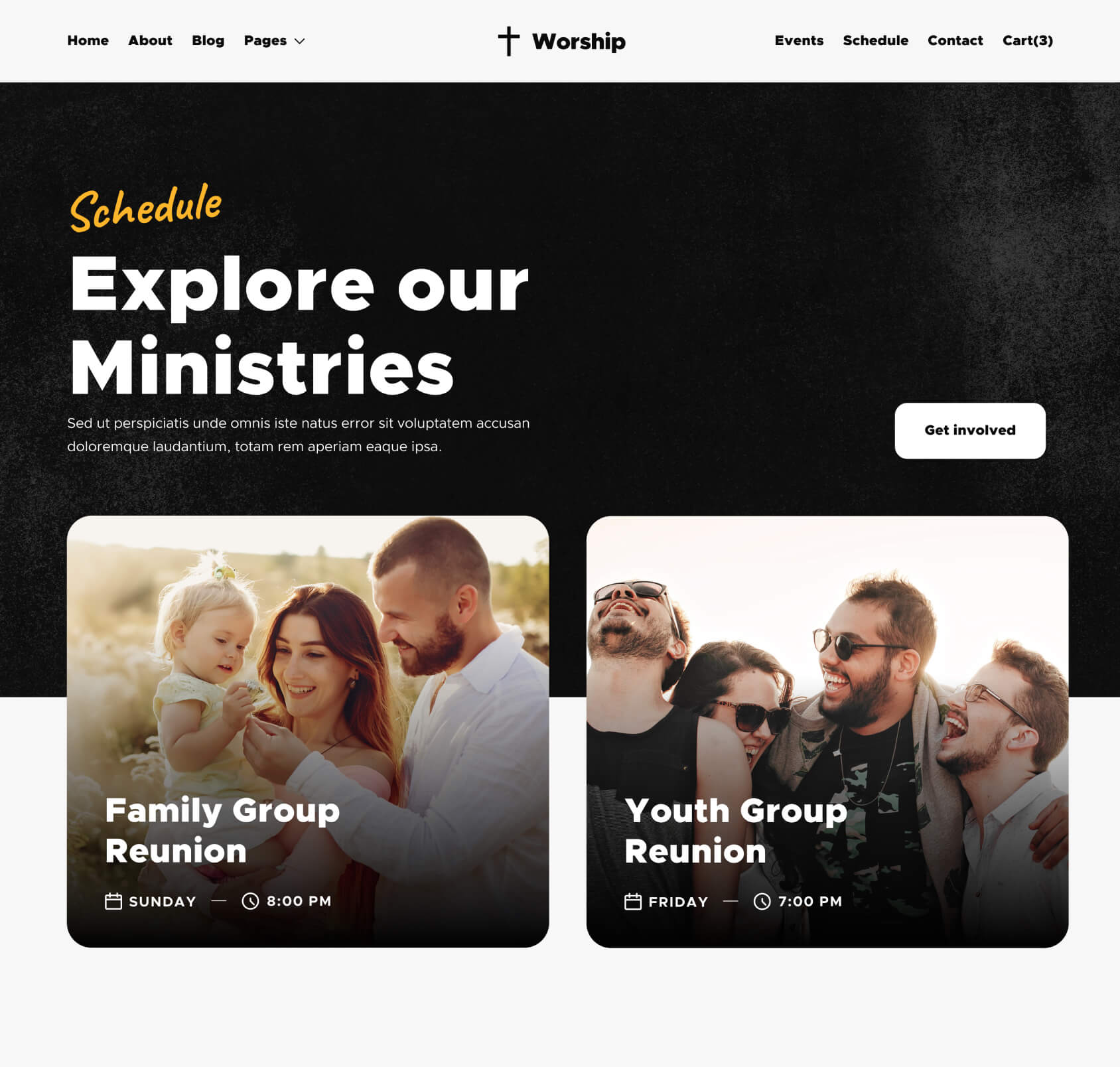 Worship X - Ministries Page - Church Webflow Template