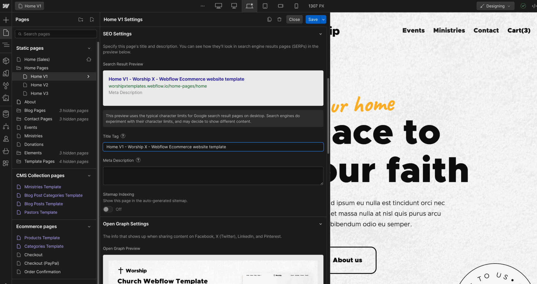 SEO - Worship X Webflow Template