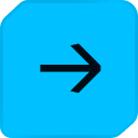 Black right arrow on a blue rounded square background.