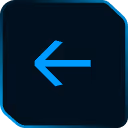 Left-pointing arrow icon with a rounded corner background.