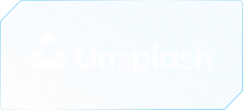 Unsplash logo white on blue gradient background.