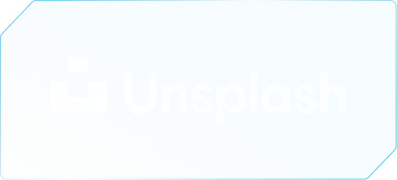 Unsplash logo white on blue gradient background.
