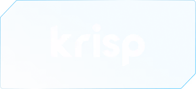 Krisp logo with white lowercase letters on a blue gradient background.
