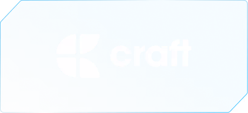 White Craft logo with a stylized four-part leaf icon on a blue gradient background with rounded corners.