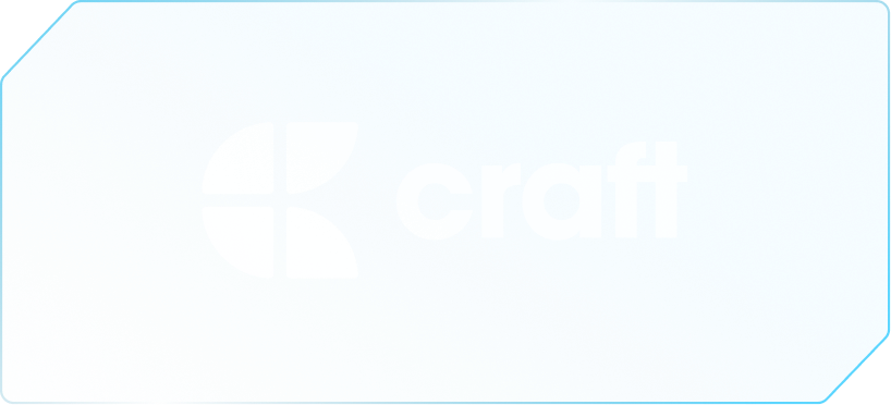 White Craft logo with a stylized four-part leaf icon on a blue gradient background with rounded corners.