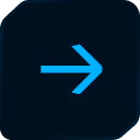 Blue arrow pointing right on a dark rounded square background.